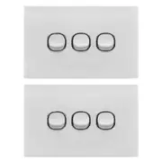 2x Doss ASW3 115mm Acrylic Wall Plate 3 Gang Light Power Switch 2 Way On/Off WHT