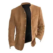 Men's Lightweight Jacket Casual Jacket Faux Suede Jacket Going out Soft Buckle Spring Fall Casual Stand Collar Regular Black Navy Blue Khaki Army Green Dark