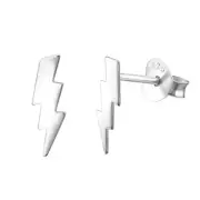 Solid 925 Sterling Silver Lightning Bolt Flat Ear Studs Earrings
