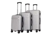 3pc Milano Decor Hardshell Durable Travel Rolling Luggage/Suitcase Set Silver
