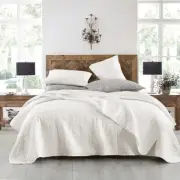 HORIMOTE HOME Quilt Set King Stone-Washed Chic Rustic White Triangle Geometric