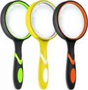 3 Pack Magnifying Glass, 10X Non-Slip Handheld Reading Magnifier Reading Science