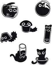 [TPZORJX] Pin Pin, Pack of 7 Pins for Bags, Black Cat Enamel Lapel Pins for Women and Girls, Cute Animal Enamel Brooch for Jackets, Playful Cat Enamel Brooch, Badge