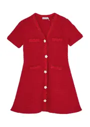 Self-portrait Kids Metallic Bouclé Tweed Dress - Red - 6-7Y (6 Years) 6-7Y (6 years)