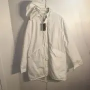 ASOS Design Mens S Fleece Jacket Full Zip Hooded Long Sleeve Lined White NWOT