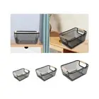 Mesh Metal Storage Basket with Wood Handle Closet Organizer for Fridge Black