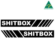 Shitbox 2 Piece Set Side Mirror Side Stripe JDM Vinyl Decal Sticker 15 x 2 cm