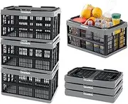 CleverMade Collapsible Shopping Basket, Stone, 3PK - 16L (4 Gal) Reusable Plastic Grocery Shopping Baskets, Holds 22lbs Per Basket - Small Foldable Storage Crates with Handles