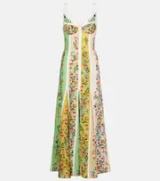 [Farm Rio] Farm Rio Floral linen-blend maxi dress AU 14 multicoloured