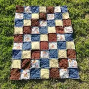 Handmade Rag Patchwork Quilt Denim Western Theme Reversible Large