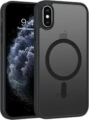 Telaso for iPhone X Case, iPhone Xs Phone Case Compatible with Magsafe Wireless Charging Translucent Matte Back Slim Shockproof Anti-Scratch Anti-Yellow Protective Magnetic for iPhone X/XS Case, Black