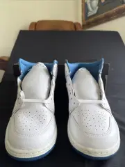 Jordan Mens Air Jordan 1 Mid and SE Basketball Sneakers White/Industrial Blue,12