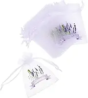 Amosfun 20pcs Lavender Drawstring Bags Mesh Sachet Pouches for Fragrance Storage Elegant Empty Packing Bags with Drawstring Closure Lightweight and Breathable for and Organizing