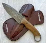 Fixed Blade Hunting Knife With Leather Sheath Handmade Pocket Knife For Camping