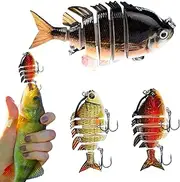 brooksnaji Fishing Lyer Multi-articulated Bass Fishing Lure, Realistic 3 Piece Swimming Baits with Triple Hooks | Crankbaits for Swimming, Fishing Equipments for The