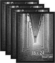 DOAI ART 18x24 Poster Frame 4Pack, Black 18 x 24 Picture Frames for Horizontal or Vertical Wall Mounting, Scratch-proof Safe and Artistic Large Photo Frame Wall Art