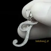 2CT Round Cut Diamond VVS1/D Letter "J" Jewelry Pendant 14K White Gold Finish