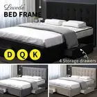 Levede Wooden Bed Frame Double Queen King Mattress Base With 4 Storage Drawers
