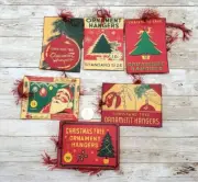 6-Christmas-Retro-Mid Century-Ephemera-Junk Journal-Linen Cardstock-Hang-Tags