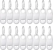16 Pieces Stainless Steel Flat Bottle Opener with Keychain Personalized Bottle Opener 3.46 x 1.26 Inches for Men Women Bartender Kitchen Bar Restaurant Tools (Silver)