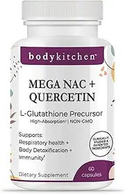 Mega NAC (N-Acetyl Cysteine) 600 mg with Quercetin, Supports Respiratory Health and Immune Function and Promotes Liver and Kidney Detox, Veggie Caps, 60 Count