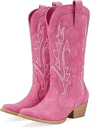 [HISEA] Rollda Cowboy Boots Women Western Boots Cowgirl Boots Ladies Pointy Toe Fashion Boots