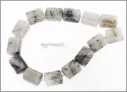14 Black Rutilated Quartz Tube Beads 11x14mm #78213