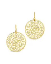 Sterling Forever 14K Over Silver Round Filigree Dangle Earrings