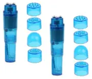 Mini Massager Handheld Pen with 4 Heads for Face, Neck, Head,Back (2Pack Blue)