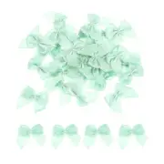 80Pcs Mini Ribbon Bow 1" Mini Fabric Satin Ribbon Flower Bows Craft DIY Green