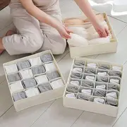 Foldable Fabric Garment Organizer 16 Compartment - Beige - One Size