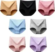 [HEJIGOOD] Women's High Waist Full Coverage Underwear 7-Pack Cotton Stretch Soft Hipster Ladies Briefs Postpartum Panties