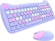 Wireless Keyboard Mouse Combo, 84-Keys Compact Wireless Keyboard and Mouse Set with USB Receiver2.4G Ultra-Thin Sleek Cute Cat Shape Design for Windows, for OS X, for Android