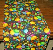 Black Yellow Pink green Balloon Happy Birthday Colorful Handmade Table Runner