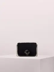 nicola faux fur twistlock chain wallet