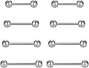 [Briana Williams] Nipple Rings Tongue Rings Stainless Steel Straight 14G Barbells Piercing Jewelry 12mm,14mm,16mm,18mm