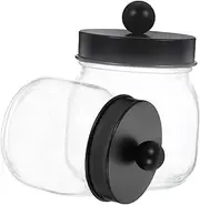 Cabilock Bathroom Organiser Storage Glass Containers Lids Set Cotton Pad Holder