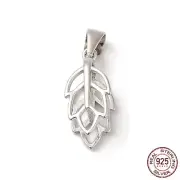 5 pcs Rhodium Plated Rack Plating 925 Sterling Silver Ice Pick Pinch Bails Leaf