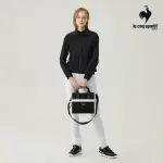 【LE COQ SPORTIF 公雞】高爾夫系列 女款黑色皮革拼接質感手提/肩背/斜背包 QLT0K512