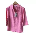 Creswick 100% Linen Top NWT Shirt Pink 10 S Natural Fibres Blouse Short Sleeve