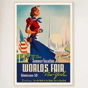 Galrie Vintage 1939 See The World's Fair New York Travel Poster Timeless Charm Artwork, Wood Frame, A0 84 x 119cm (33 x 47inch)