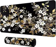 DIGTIALL Card Mat for MTG & TCG Playmat Mouse Pad,23.6" x 13.8" Game Mat for MTG RPG CCG Trading Card Game Playmats Table Mat Perfect for Card Games Video Games Computer Office,White Flowers