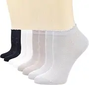 [Mottee&Zconia] Women's Ankle Socks,Low Cut,Ultra Soft,Cute Thin Cool Sock,Cotton White Black Socks,8pack(Size5-9), 8pairs(black,beige,grey,white), 5-9