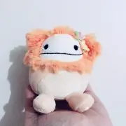 Squishmallows Clip On 3.5" Shasta The Orange Bigfoot with flower BNWT