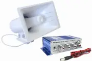 PA Power Horn Speaker 100 Watt Indoor Outdoor 100W w Hifi Stereo Audio Amplifier