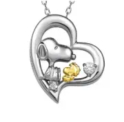 Peanuts SNOOPY 70th Anniversary Limited Silver Diamond Necklace HEART New JPN