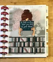 Cute Girl "Book is Dream in Hand" Dashboard 4 use with Classic HAPPY Planner-