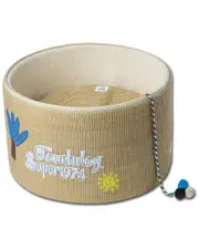 Touchcat Claw-Ver Nest Rounded Scratching Cat Bed with Teaser Toy