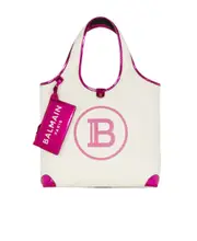 Mirror-effect leather and canvas Grocery Bag One size White