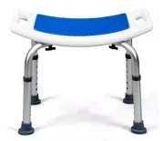 COSTWAY Adjust Aluminium Bath Stool Spa Chair Non-Slip w/ Shower Hole, Blue